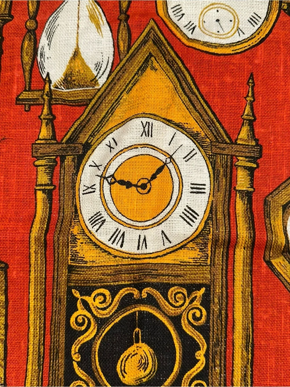 Kay Dee Pure Linen Tea Towel Kitchen Robert Martin Clocks USA Made Vintage